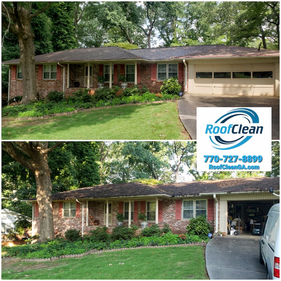 Roof cleaning on thunderbird trail in stone mountain ga