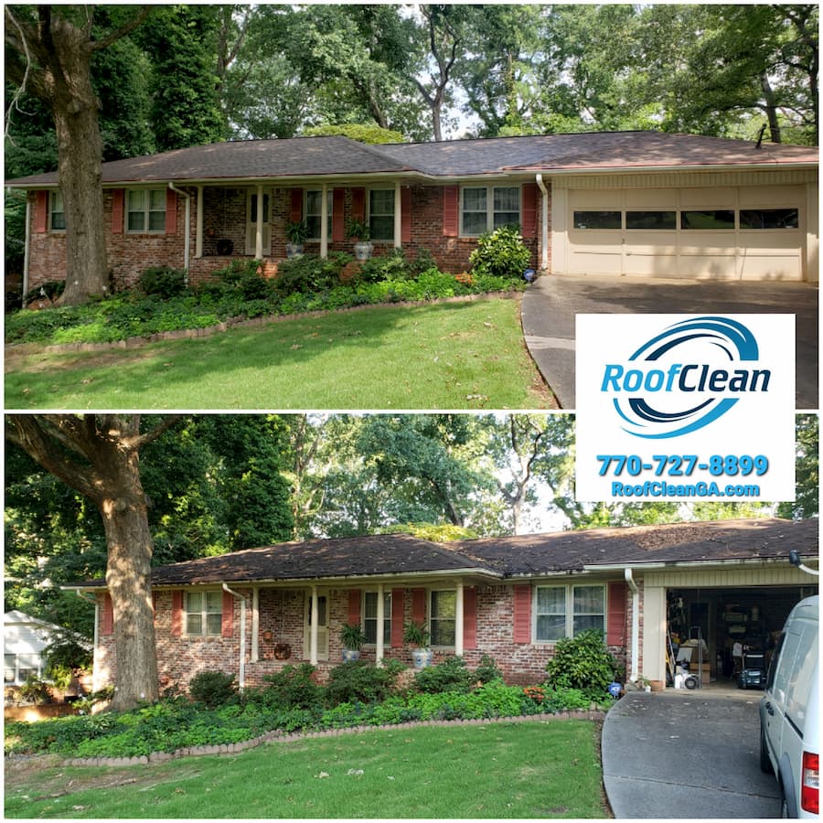 Roof cleaning on thunderbird trail in stone mountain ga